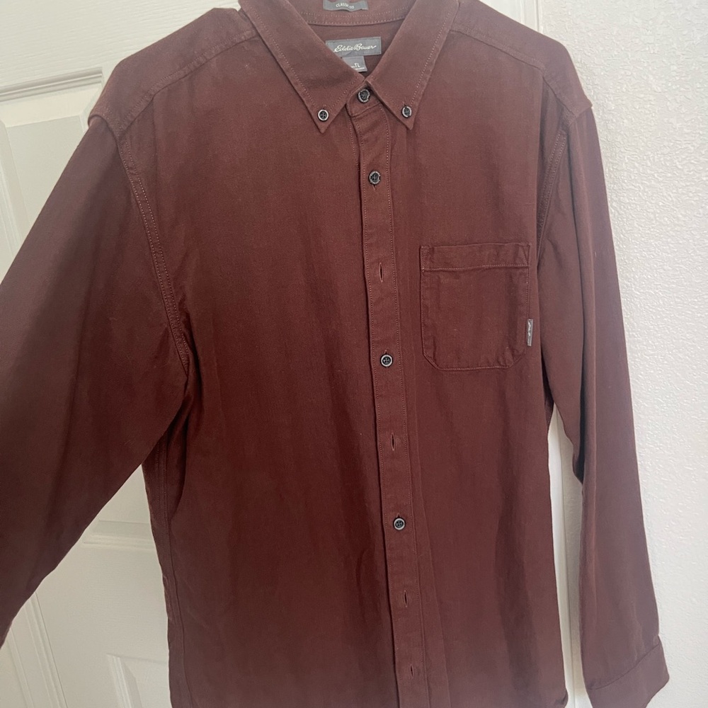 Eddie Bauer Dark Brown Casual Button-Down Shirt